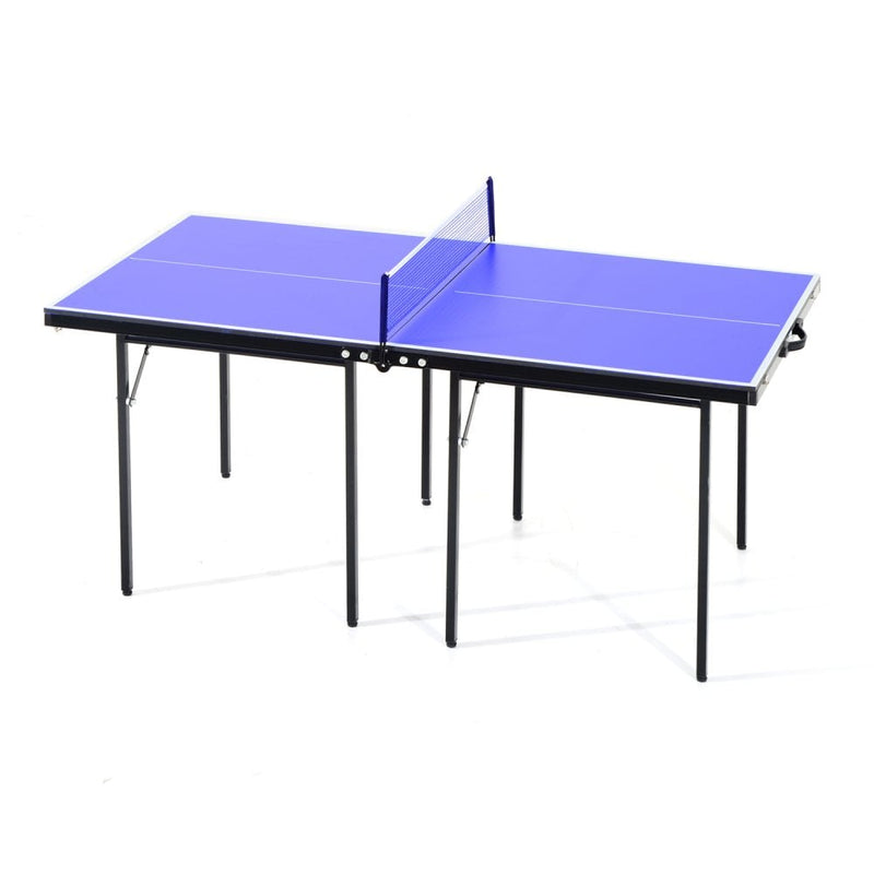 Folding Mini Ping Pong Table Set Compact Tennis Top Professional Net Games Sports Training Play Blue