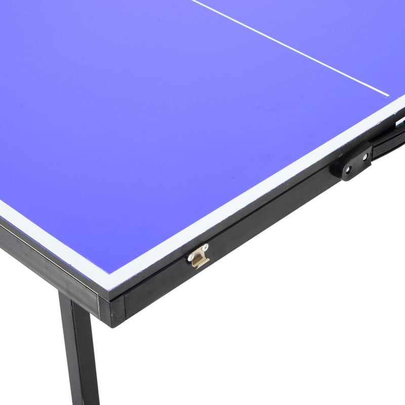 Folding Mini Ping Pong Table Set Compact Tennis Top Professional Net Games Sports Training Play Blue