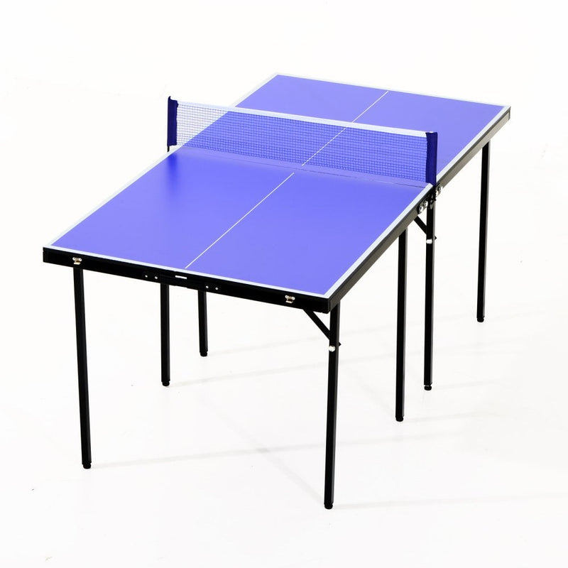 Folding Mini Ping Pong Table Set Compact Tennis Top Professional Net Games Sports Training Play Blue