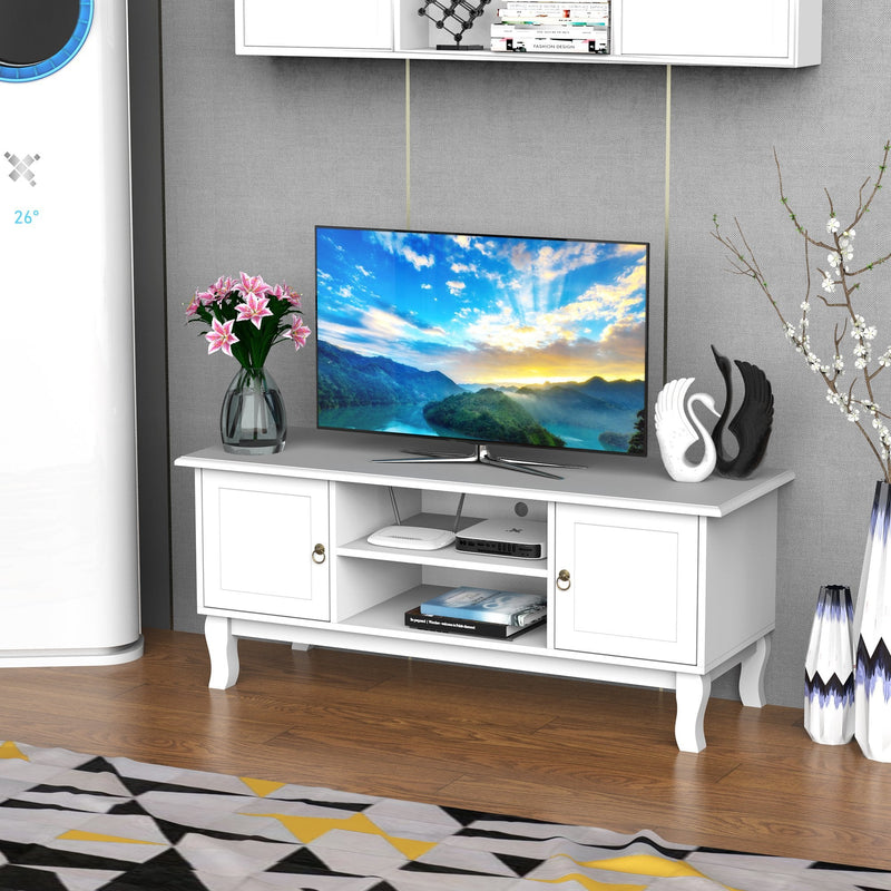 TV Stand Unit Corner Table, MDF-Ivory White