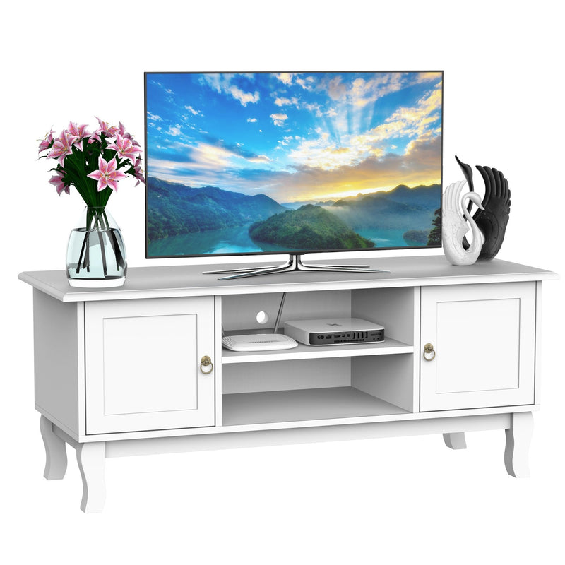 TV Stand Unit Corner Table, MDF-Ivory White