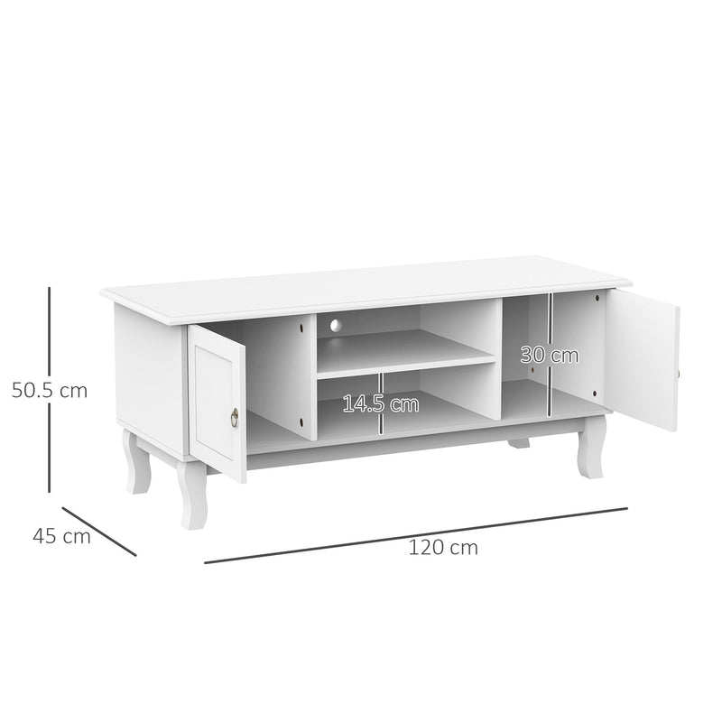 TV Stand Unit Corner Table, MDF-Ivory White