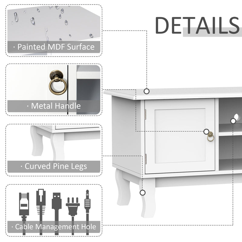 TV Stand Unit Corner Table, MDF-Ivory White