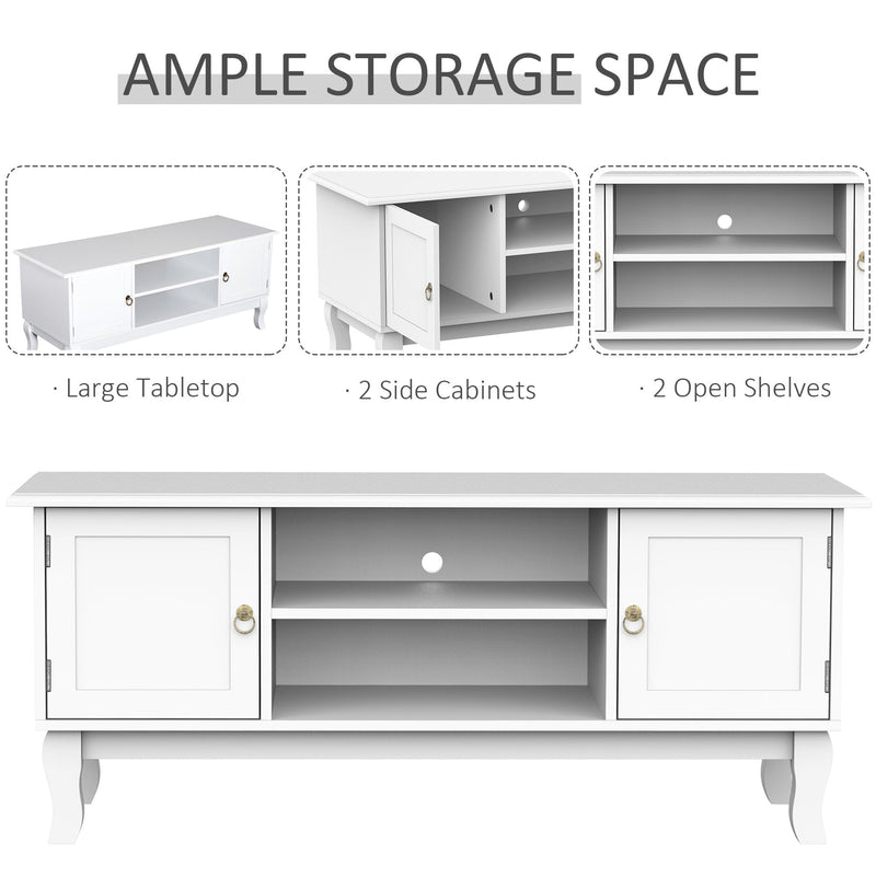 TV Stand Unit Corner Table, MDF-Ivory White