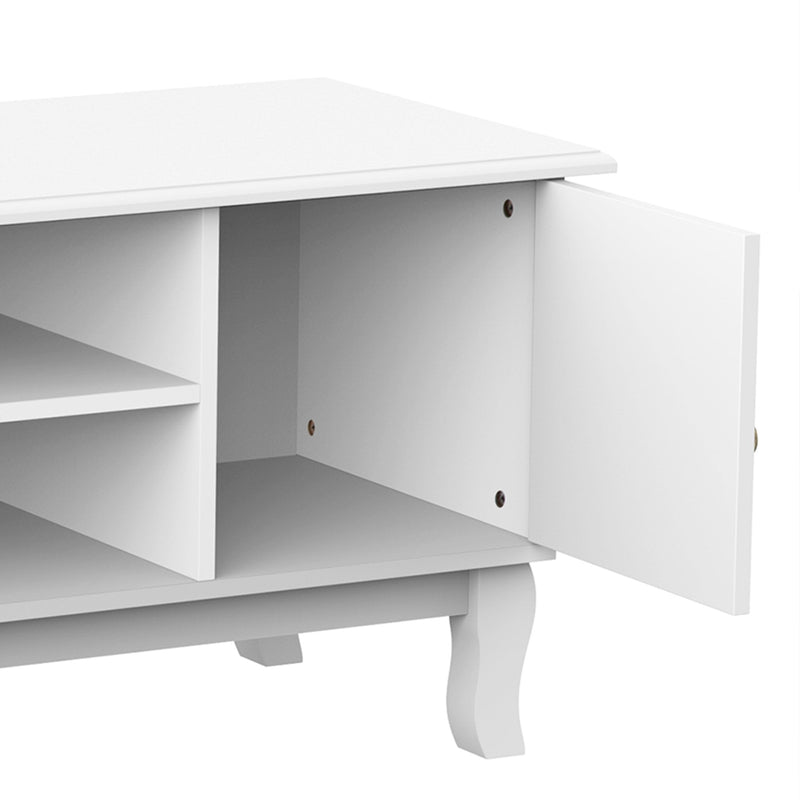 TV Stand Unit Corner Table, MDF-Ivory White