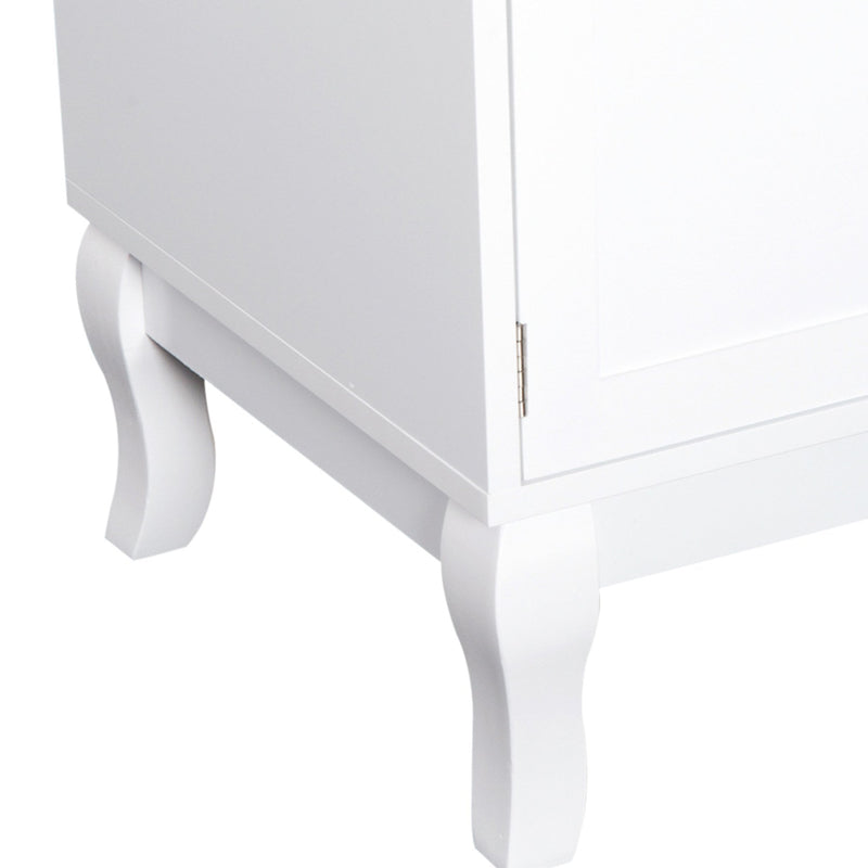 TV Stand Unit Corner Table, MDF-Ivory White