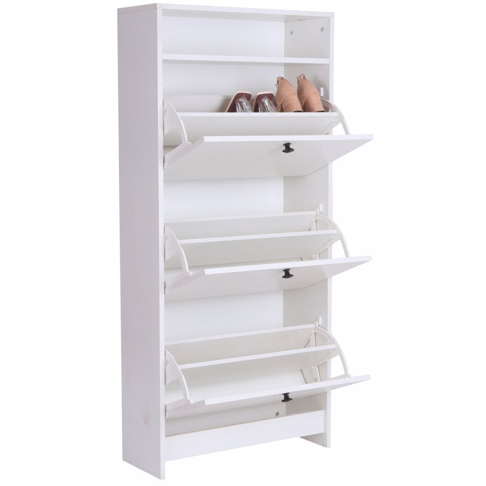 Shoe Storage Cabinet, 3 Drawers, Chipboard-White
