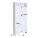 Shoe Storage Cabinet, 3 Drawers, Chipboard-White