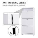 Shoe Storage Cabinet, 3 Drawers, Chipboard-White