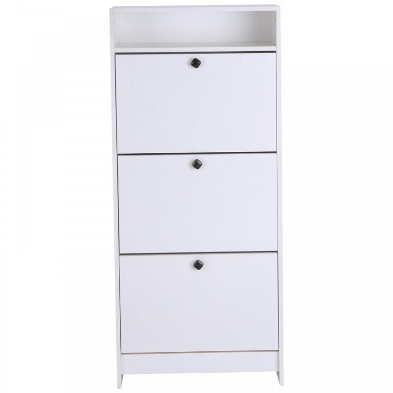 Shoe Storage Cabinet, 3 Drawers, Chipboard-White