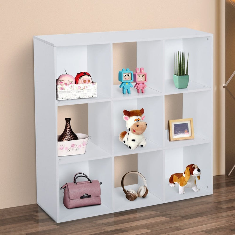 Display Cabinet, 9 Cubes 3-Tier, Particle Board-White