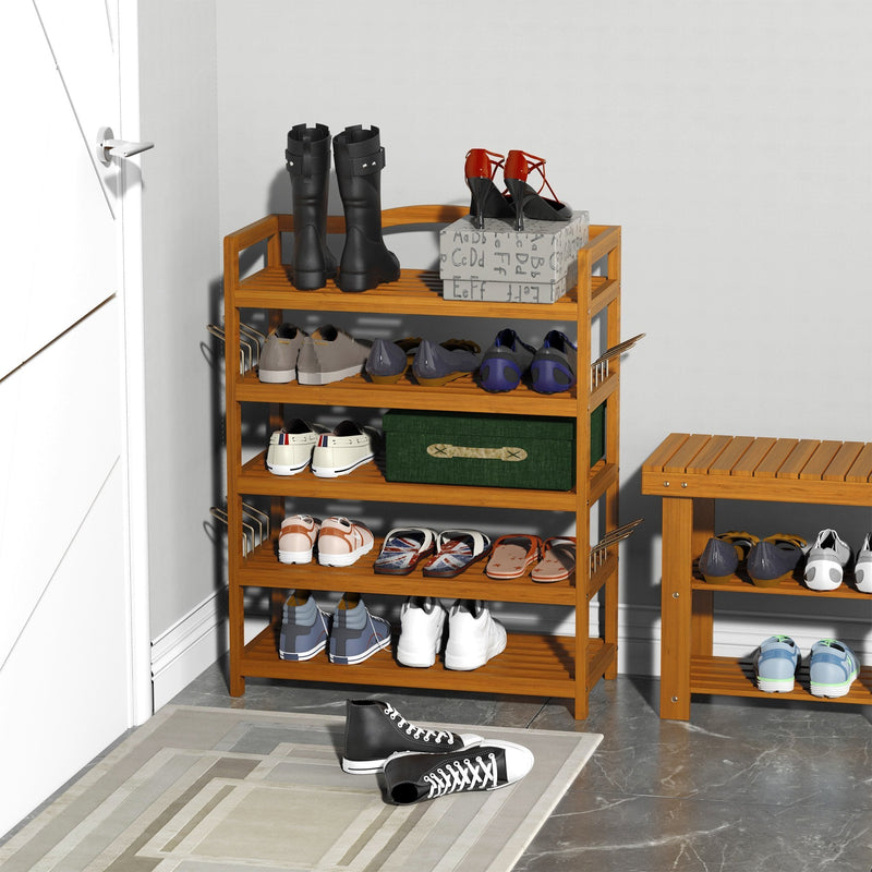 Shoe Rack Storage Shelf 4 Shelves Hallway Entryway Holds 24 Pairs