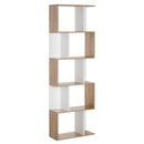 Bookcase, 5-tier, S Shape, Particle Board-White