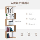 Bookcase, 5-tier, S Shape, Particle Board-White