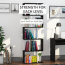 Particle Board 5-tier Bookcase Storage Display Shelving S Shape design Unit Divider Black