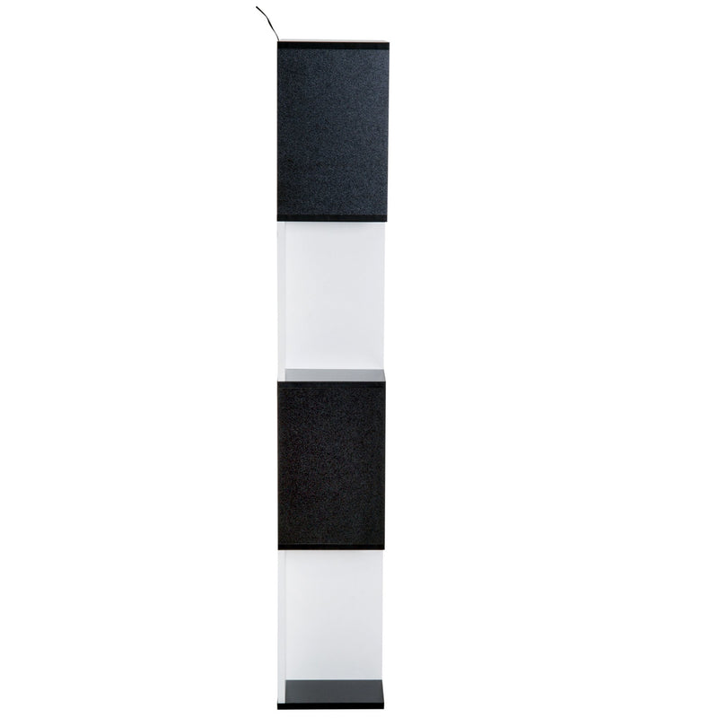 Bookcase, 4-tier, S Shape Particle Board-White/Black