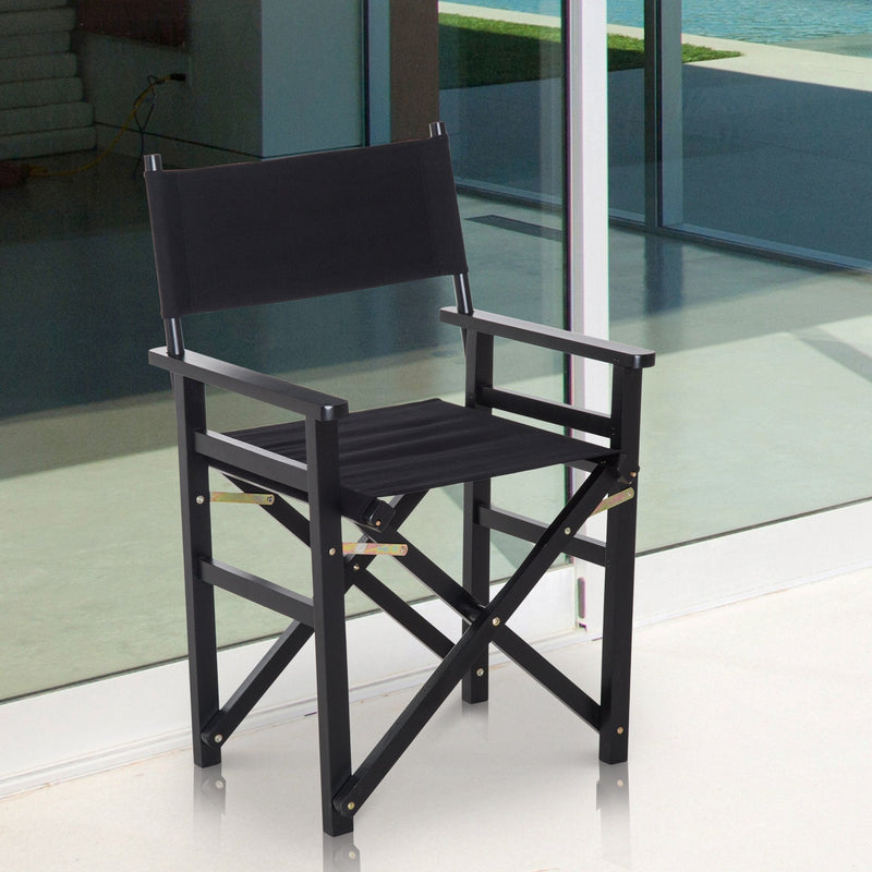 Wooden Director's Folding Chair,56L-Black