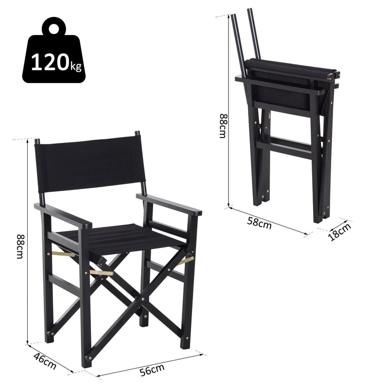 Wooden Director's Folding Chair,56L-Black