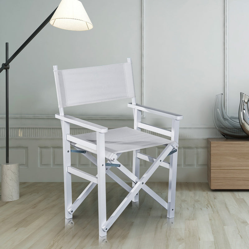 Wooden Director's Folding Chair,56L-White