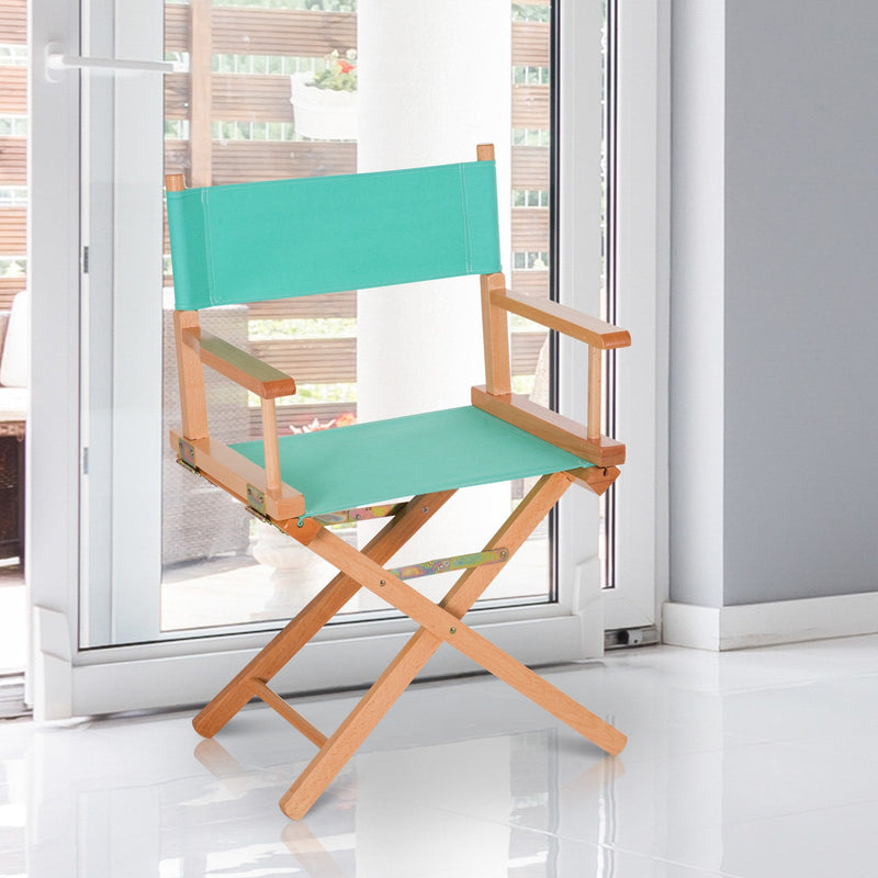 Wooden Director's Folding Chair-Green/Natural Wood