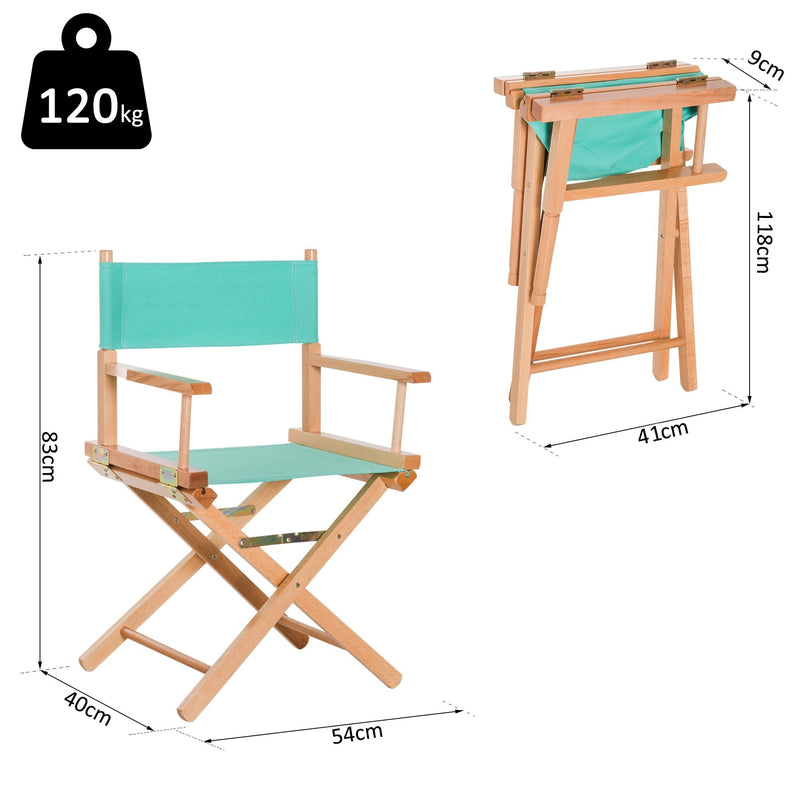 Wooden Director's Folding Chair-Green/Natural Wood