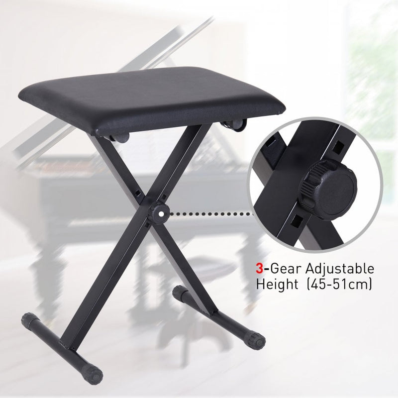 Foldable Piano Stool, 39Lx29Wx51H cm-Black