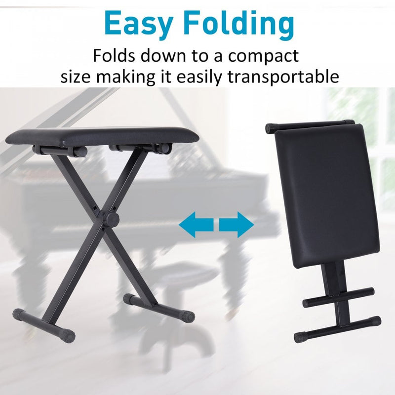 Foldable Piano Stool, 39Lx29Wx51H cm-Black