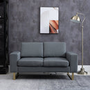 2 Seater Sofa Modern Double Seat Compact Loveseat Padded Linen Upholstery Steel Legs - Grey