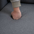 2 Seater Sofa Modern Double Seat Compact Loveseat Padded Linen Upholstery Steel Legs - Grey