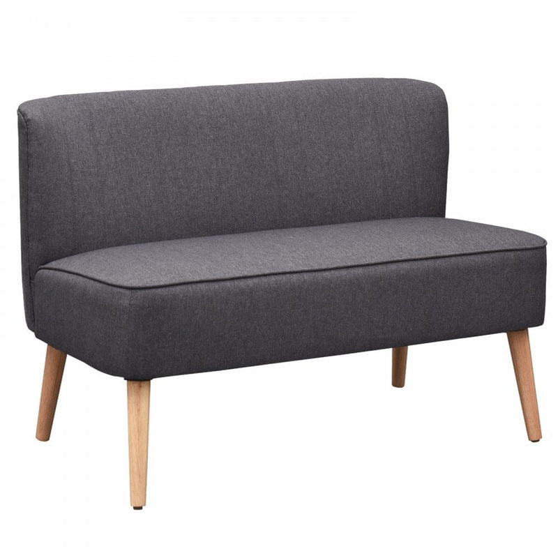 Modern Double Seat Sofa Bed Loveseat Couch Compact Padded Linen Wooden Legs-Dark Grey