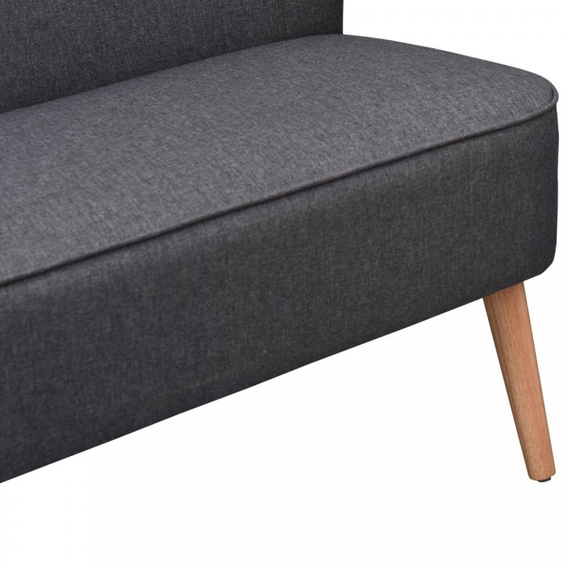 Modern Double Seat Sofa Bed Loveseat Couch Compact Padded Linen Wooden Legs-Dark Grey
