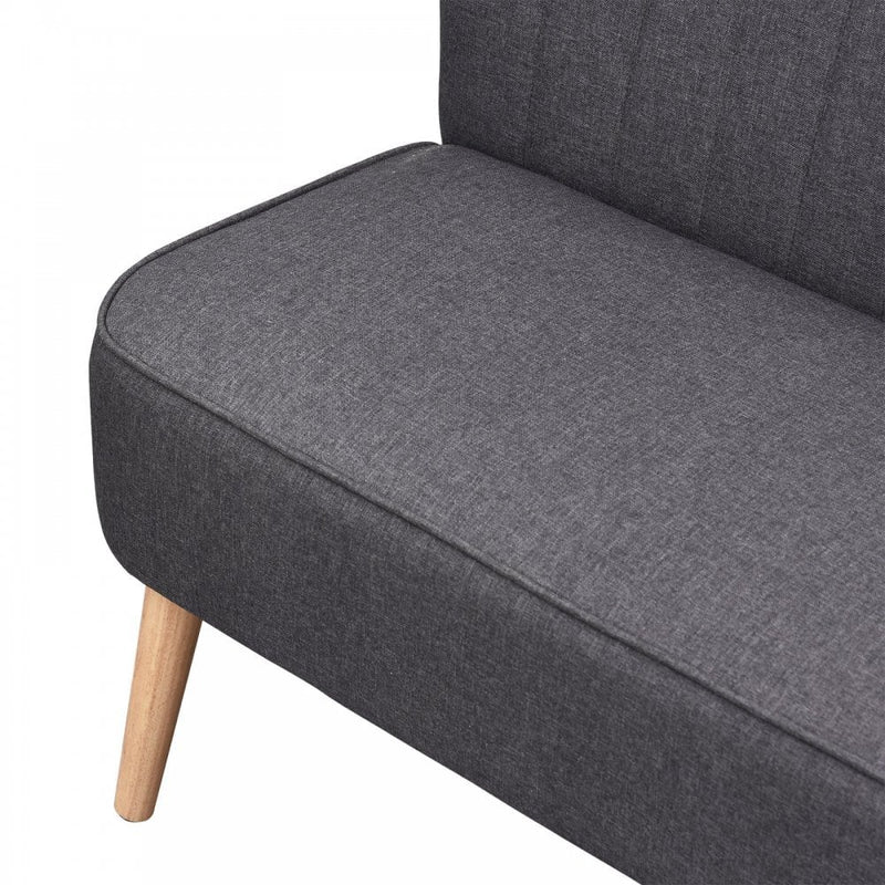 Modern Double Seat Sofa Bed Loveseat Couch Compact Padded Linen Wooden Legs-Dark Grey