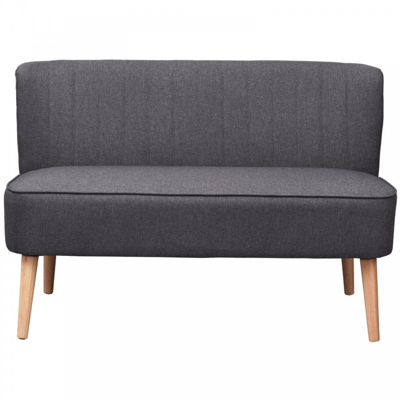 Modern Double Seat Sofa Bed Loveseat Couch Compact Padded Linen Wooden Legs-Dark Grey