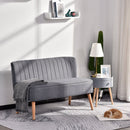 2 Seater Sofa Compact Loveseat Couch Bed Padded Linen Wooden Legs-Grey