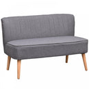 2 Seater Sofa Compact Loveseat Couch Bed Padded Linen Wooden Legs-Grey