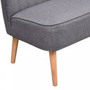 2 Seater Sofa Compact Loveseat Couch Bed Padded Linen Wooden Legs-Grey