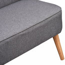 2 Seater Sofa Compact Loveseat Couch Bed Padded Linen Wooden Legs-Grey