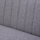 2 Seater Sofa Compact Loveseat Couch Bed Padded Linen Wooden Legs-Grey