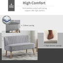 Faux Velvet Upholstered 2-Seater Sofa Small Sofa w/Wood Legs Grey
