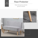Faux Velvet Upholstered 2-Seater Sofa Small Sofa w/Wood Legs Grey
