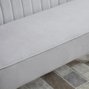 Faux Velvet Upholstered 2-Seater Sofa Small Sofa w/Wood Legs Grey