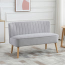 Faux Velvet Upholstered 2-Seater Sofa Small Sofa w/Wood Legs Grey