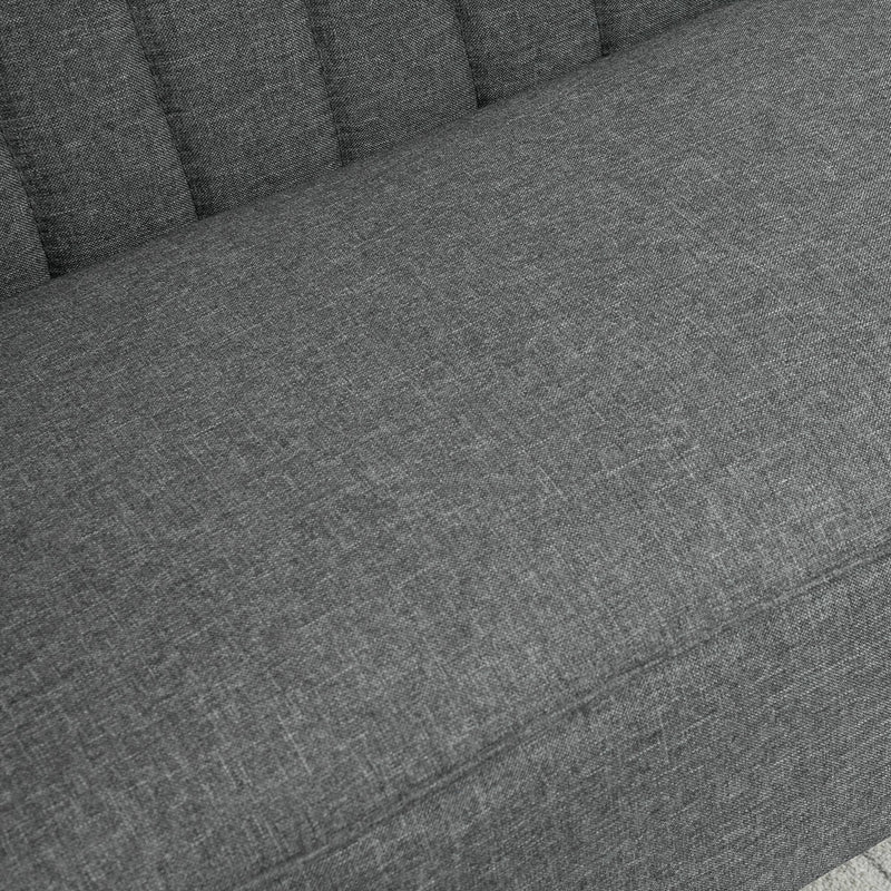 Modern Double Seat Sofa Loveseat Couch 2 Seater Compact Sofa Padded Linen Wood Leg, Charcoal Grey Legs
