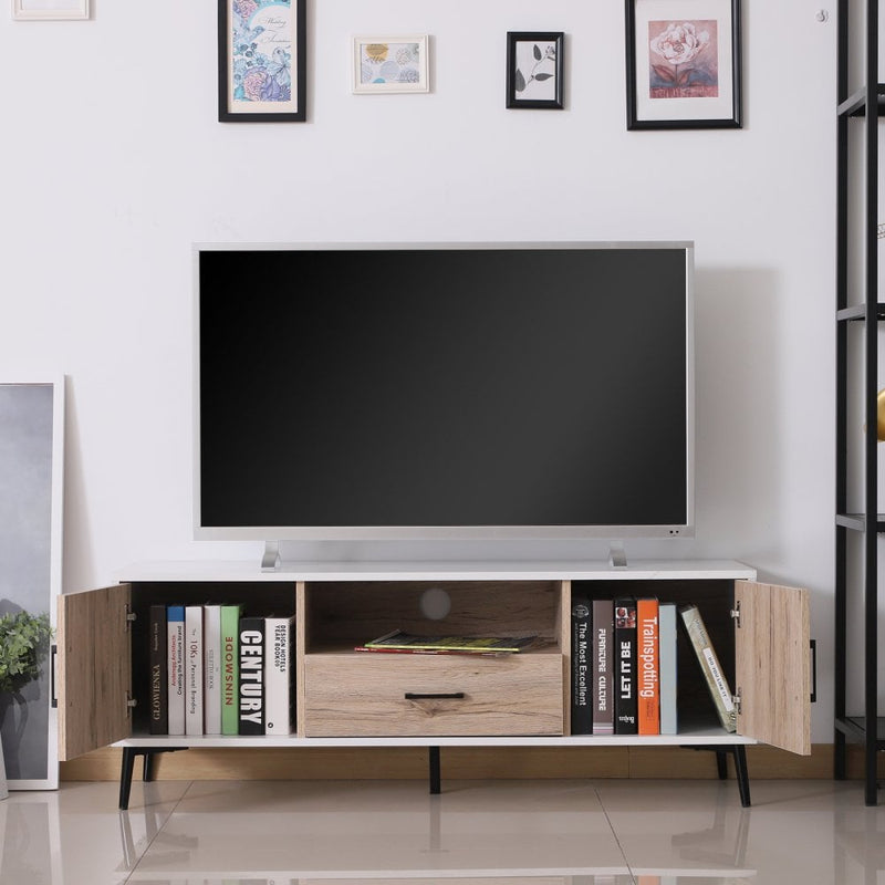 TV Stand, 120Lx40Wx44.5H cm-Oak/White Colour