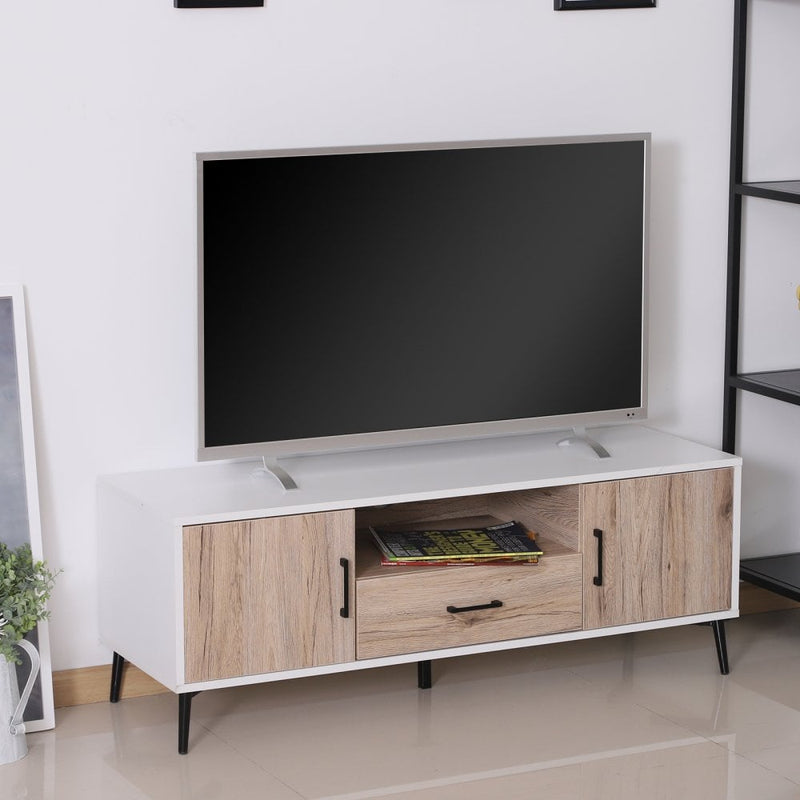 TV Stand, 120Lx40Wx44.5H cm-Oak/White Colour
