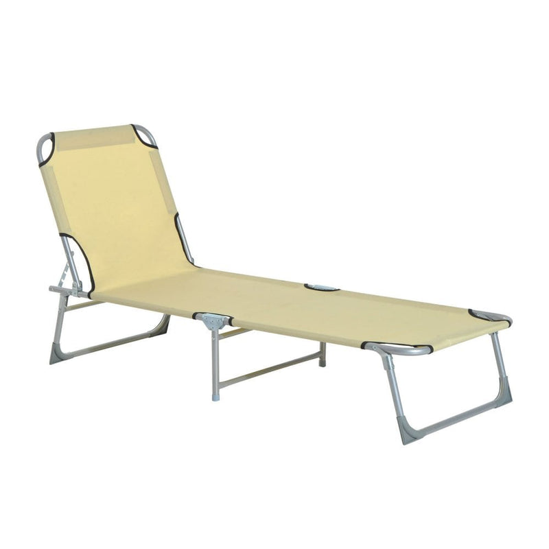 Outsunny Portable Adjustable Lounger,Oxford Cloth-Beige