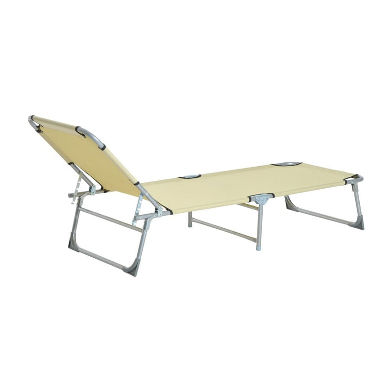 Outsunny Portable Adjustable Lounger,Oxford Cloth-Beige