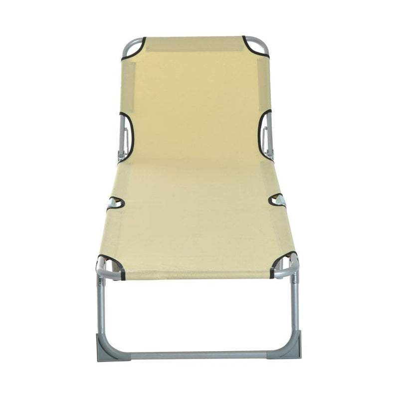 Outsunny Portable Adjustable Lounger,Oxford Cloth-Beige