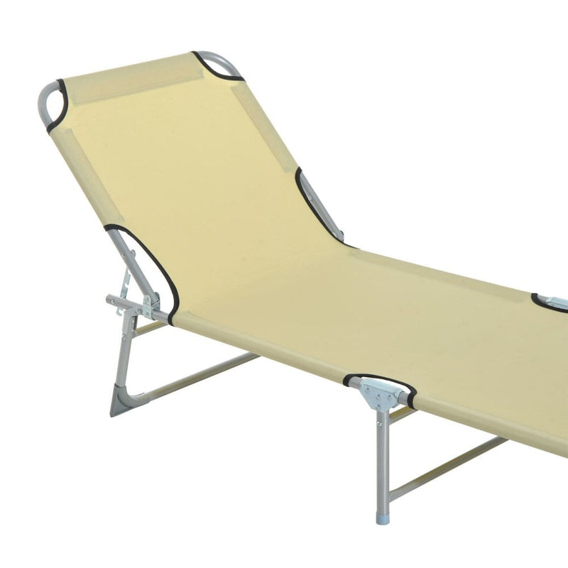 Outsunny Portable Adjustable Lounger,Oxford Cloth-Beige