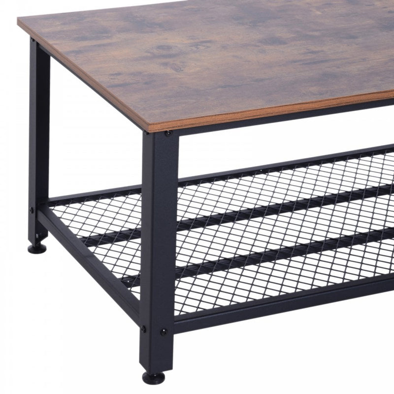 HOMCOM Industrial Style Coffee Table - Brown & Black